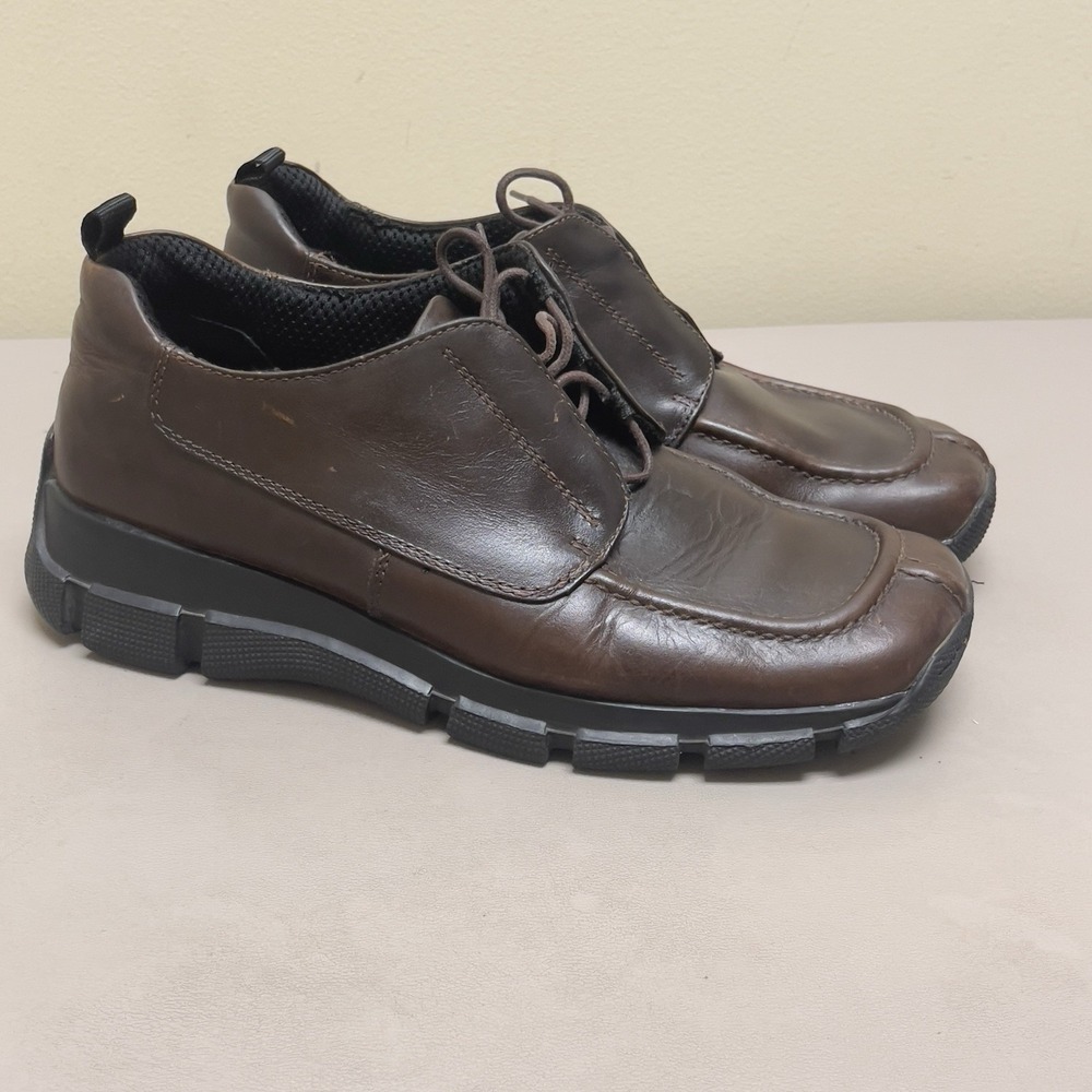 GBX‎ Oxford Platform Shoes Men 10 Brown Leather Y2K Chunky Heel Split Toe Grunge